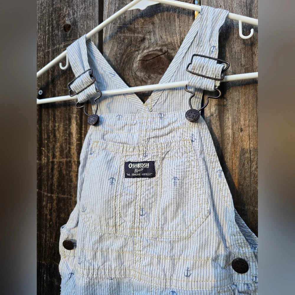OshKosh B'Gosh Striped Anchor Short Overalls